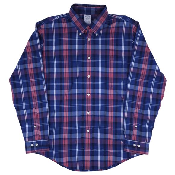 Brooks Brothers Other - Brooks Brothers Shirt Mens Large Blue Pink Plaid Long Sleeve Regent Supima